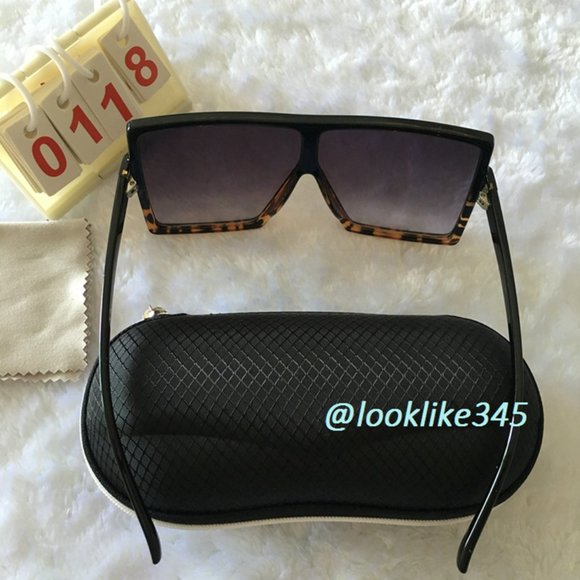 Leopard Print Frame Sunnies.Purple Lens Sunglasses - Picture 3 of 4